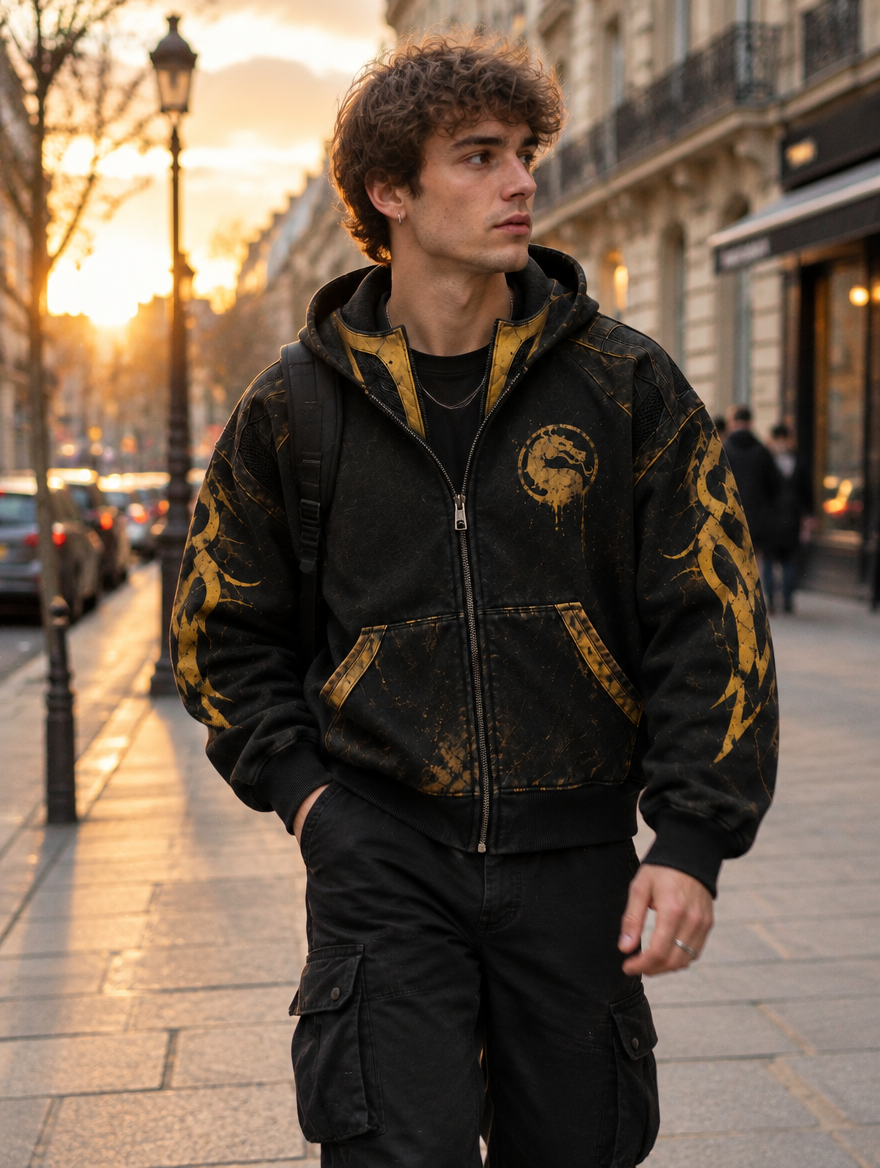 Man wearing the hoodie on the street